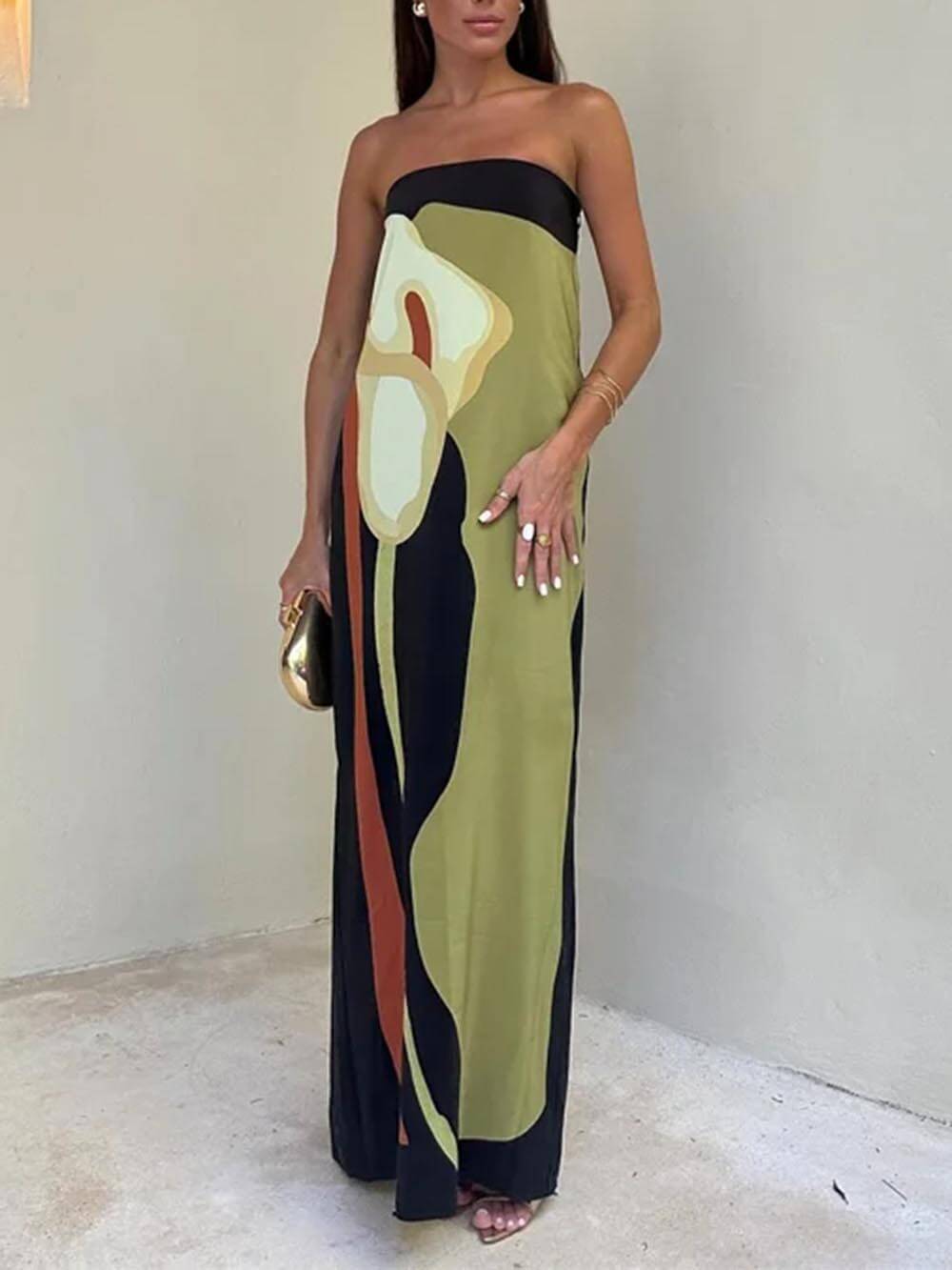Elysia - Vibrant Off-Shoulder Maxi Dress
