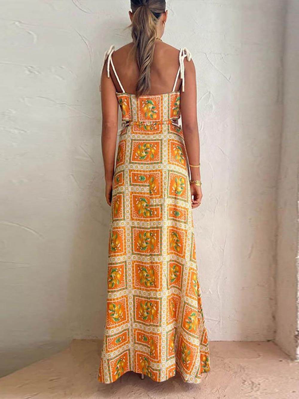 Lemonade - Lemon Print Strappy Maxi Dress