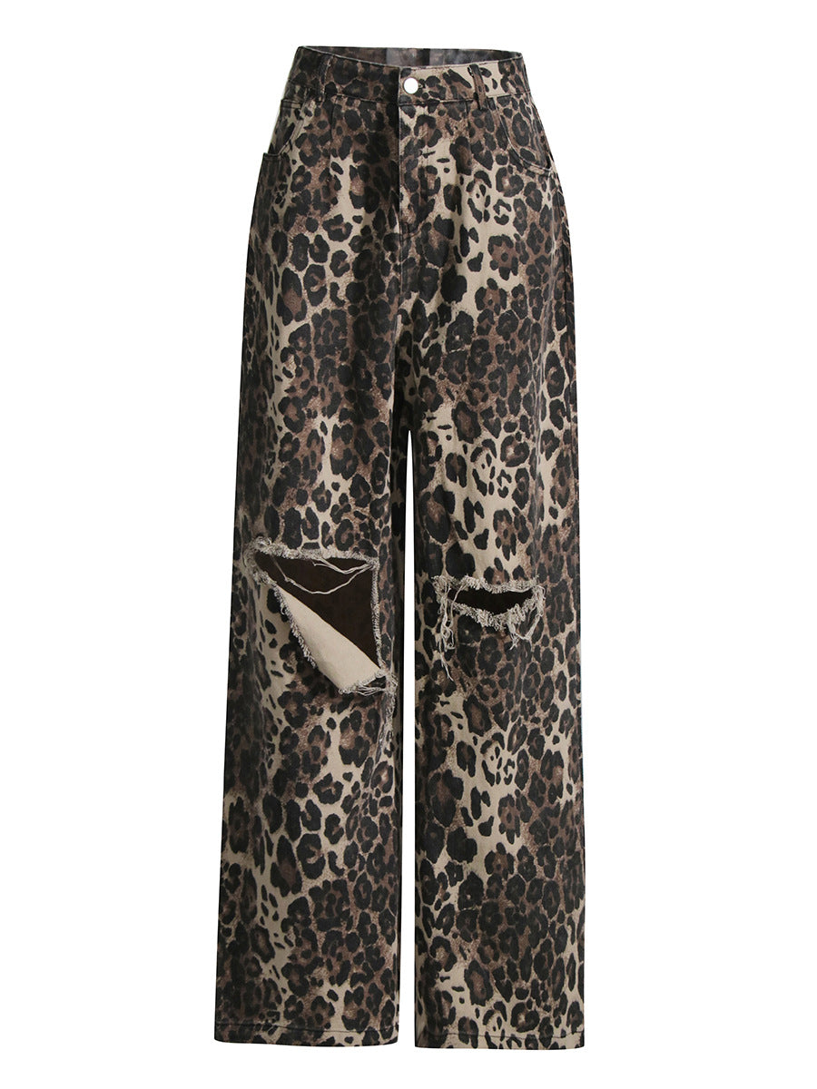 Leopard Muse High-Rise Distressed Statement Jeans