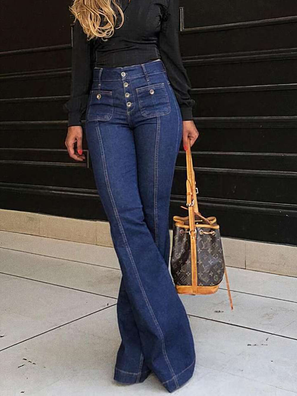 Sophia - High-Waisted Patchwork Flared Jeans