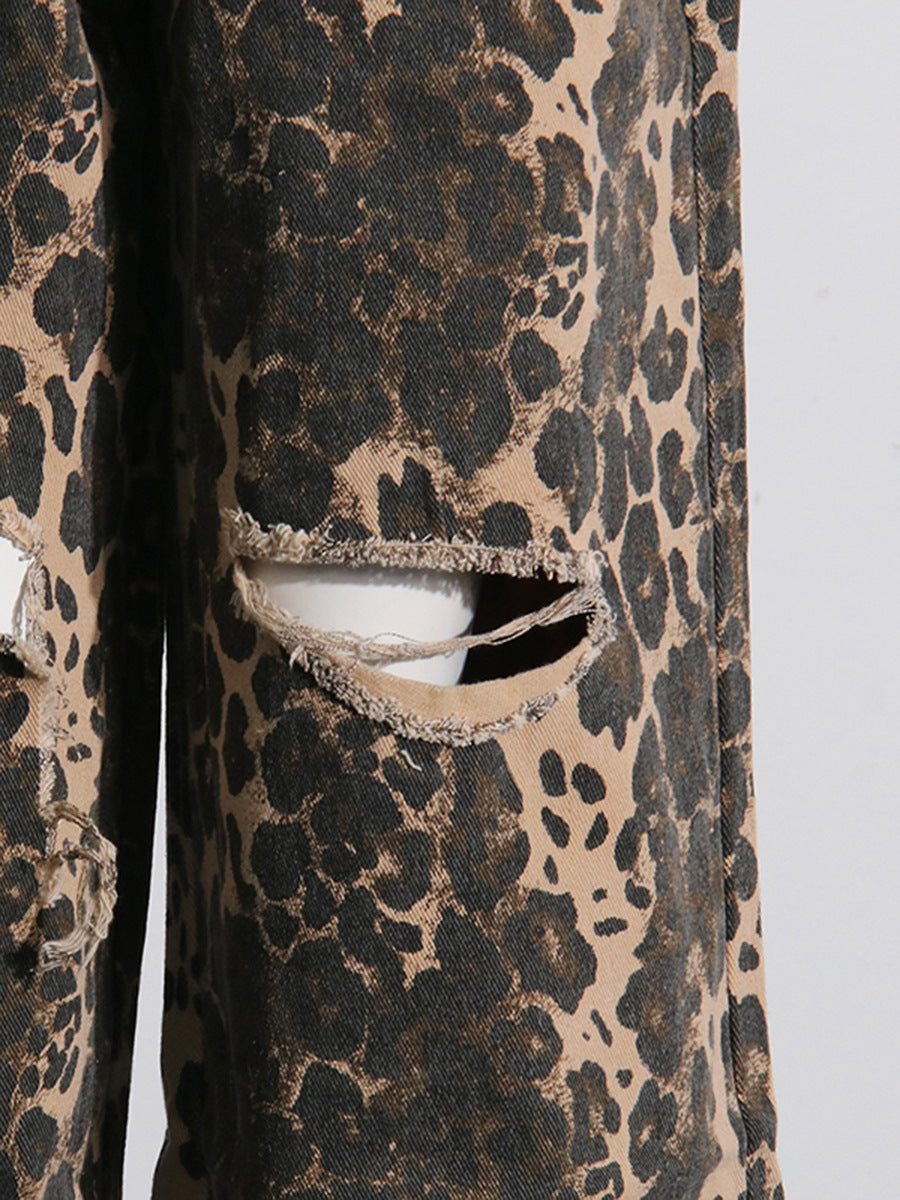 Leopard Muse High-Rise Distressed Statement Jeans