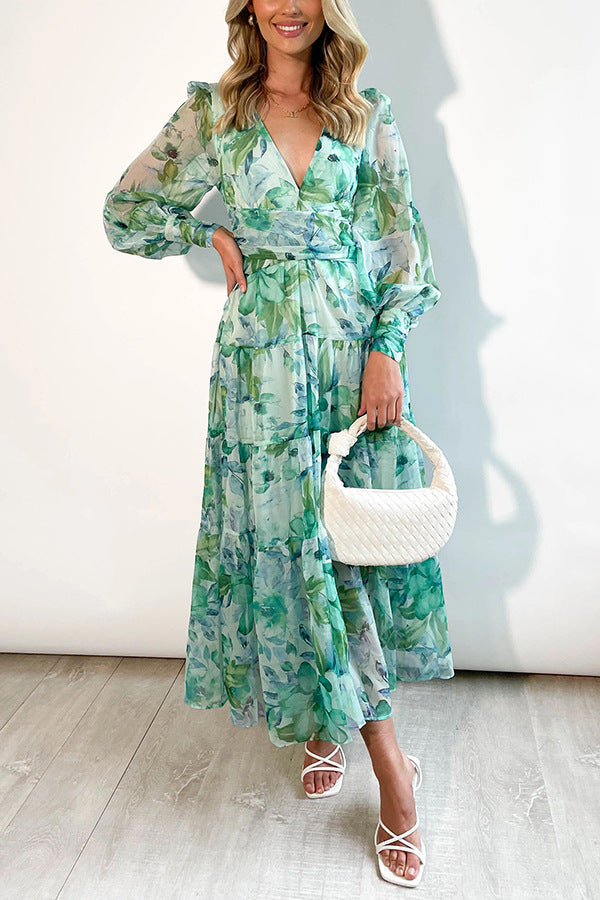 Floral Fantasy - Balloon Sleeve Maxi Dress