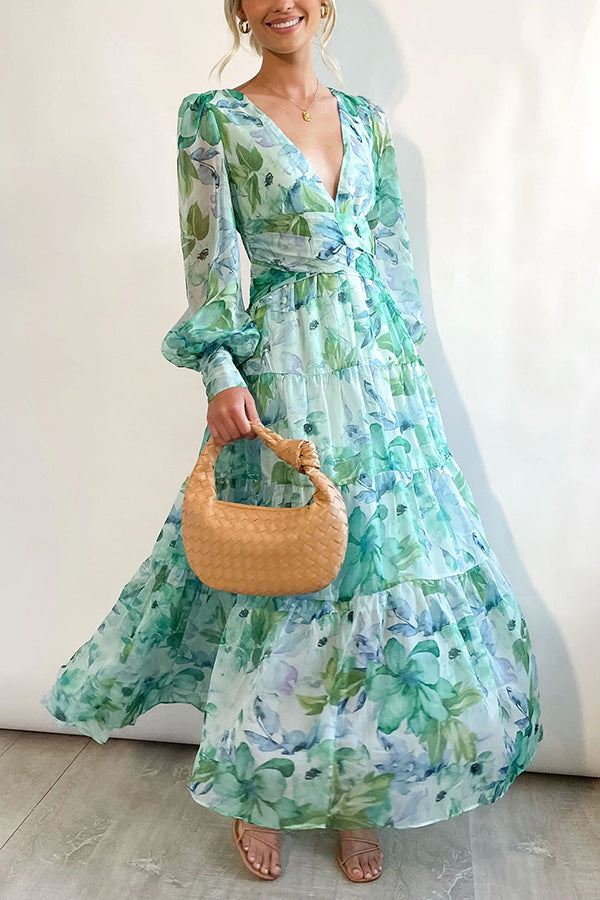 Floral Fantasy - Balloon Sleeve Maxi Dress
