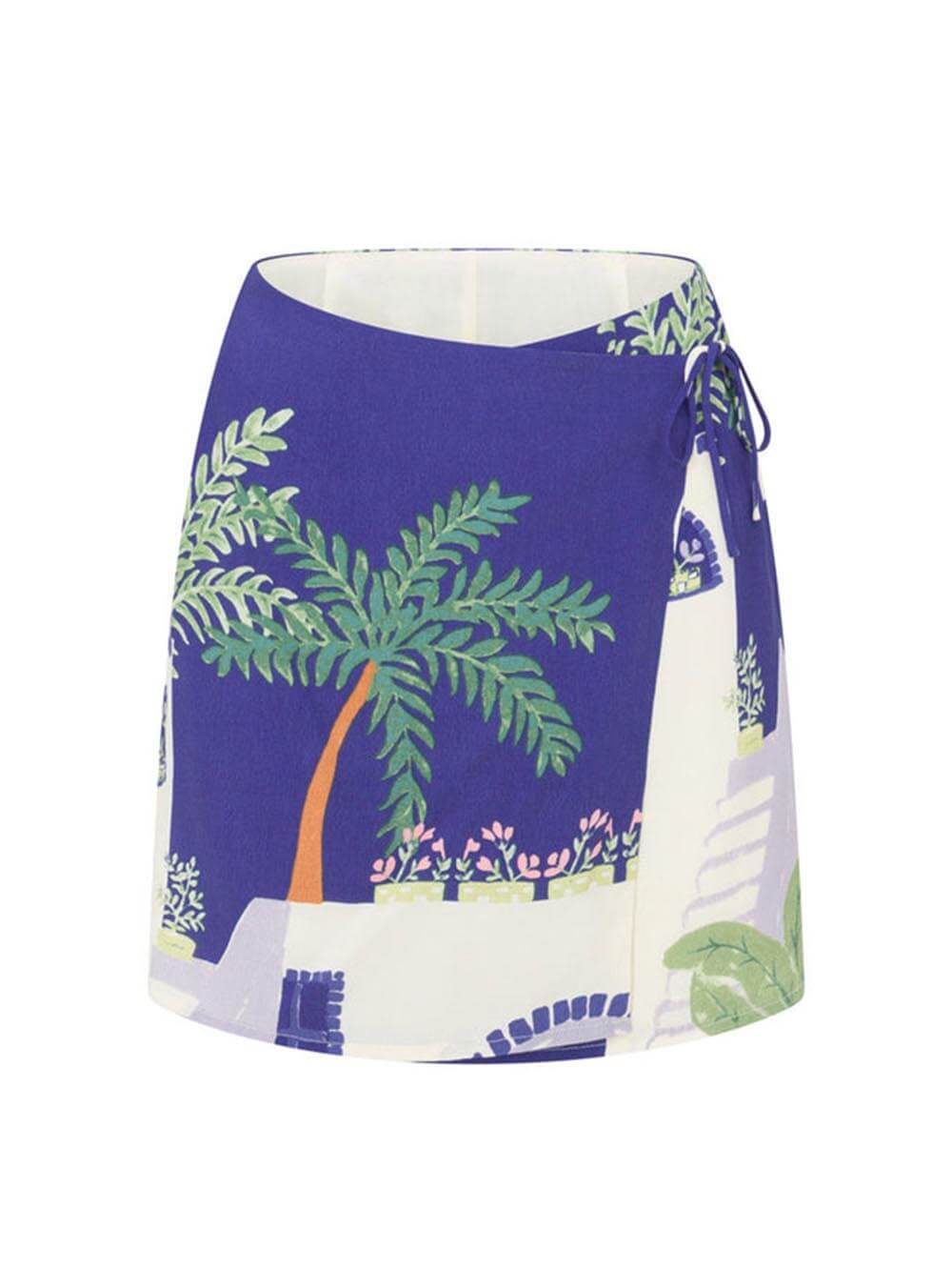 Resort - Unique Print Loose Shirt & Elastic Waist Skirt Set