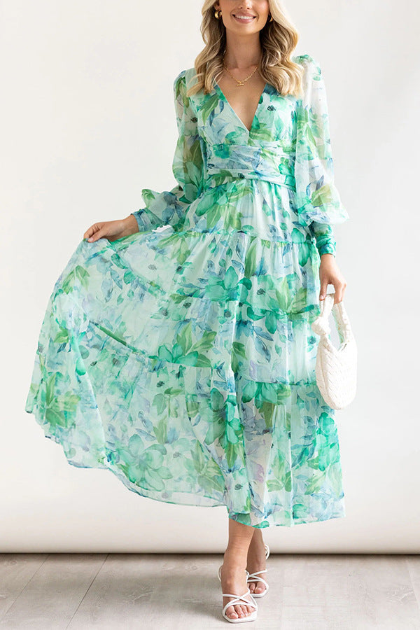 Floral Fantasy - Balloon Sleeve Maxi Dress