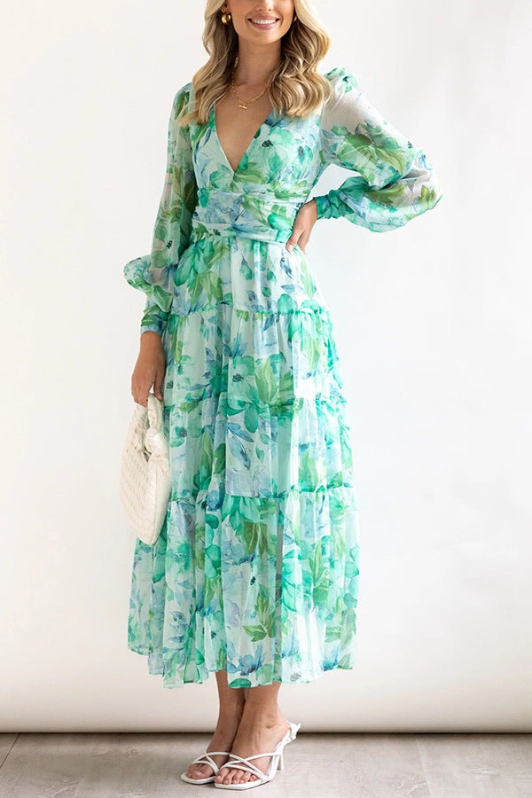 Floral Fantasy - Balloon Sleeve Maxi Dress