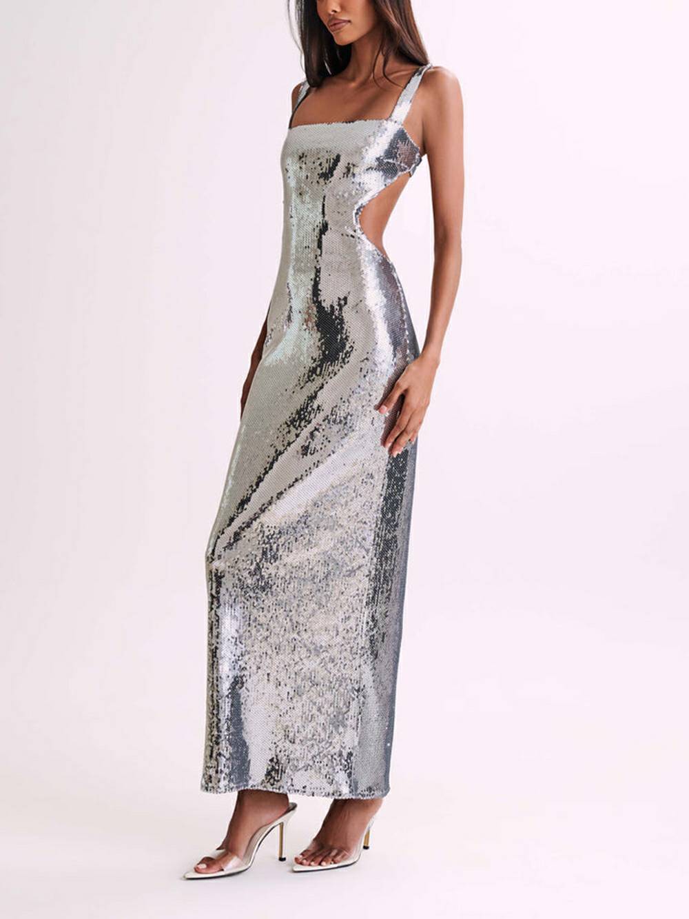 Valentina - Sequin Cut-Out Bodycon Maxi Dress - Airnori
