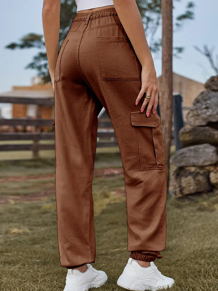 Chic Cuffed Cargo Denim Pants