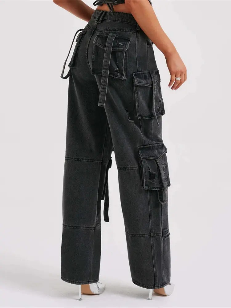 Trendy 3D Pocket Low-Rise Jeans