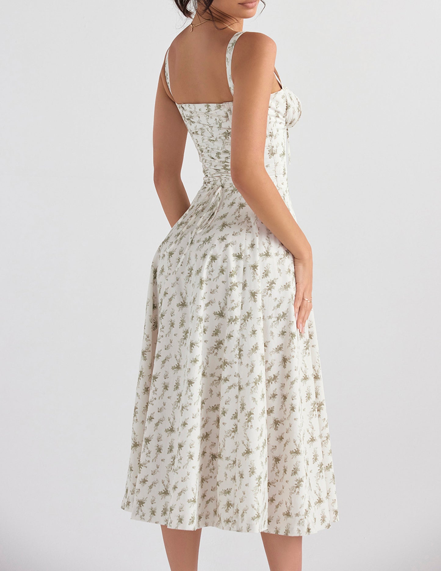 Floral Bustier Slip Dress with Thigh Slit