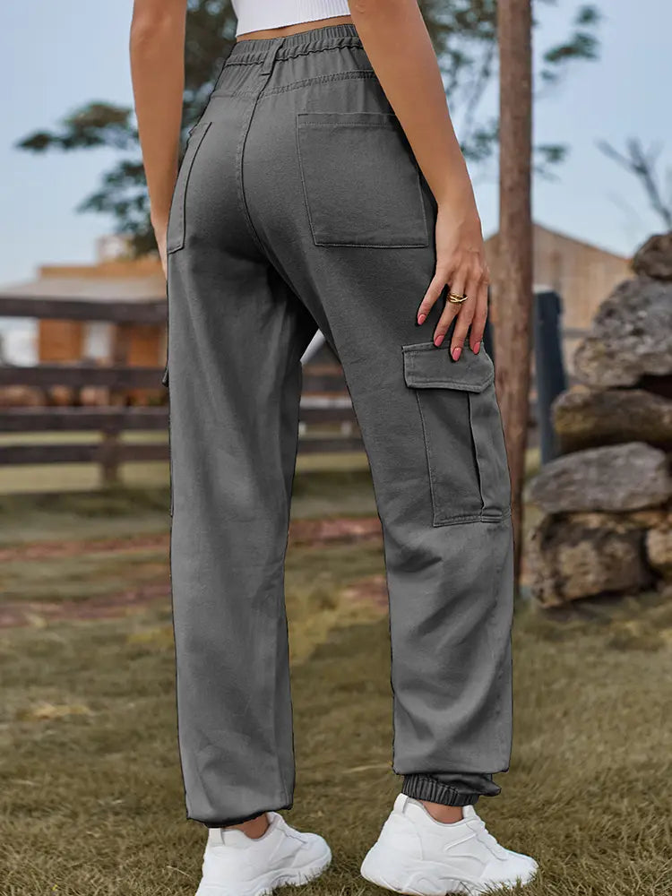 Chic Cuffed Cargo Denim Pants