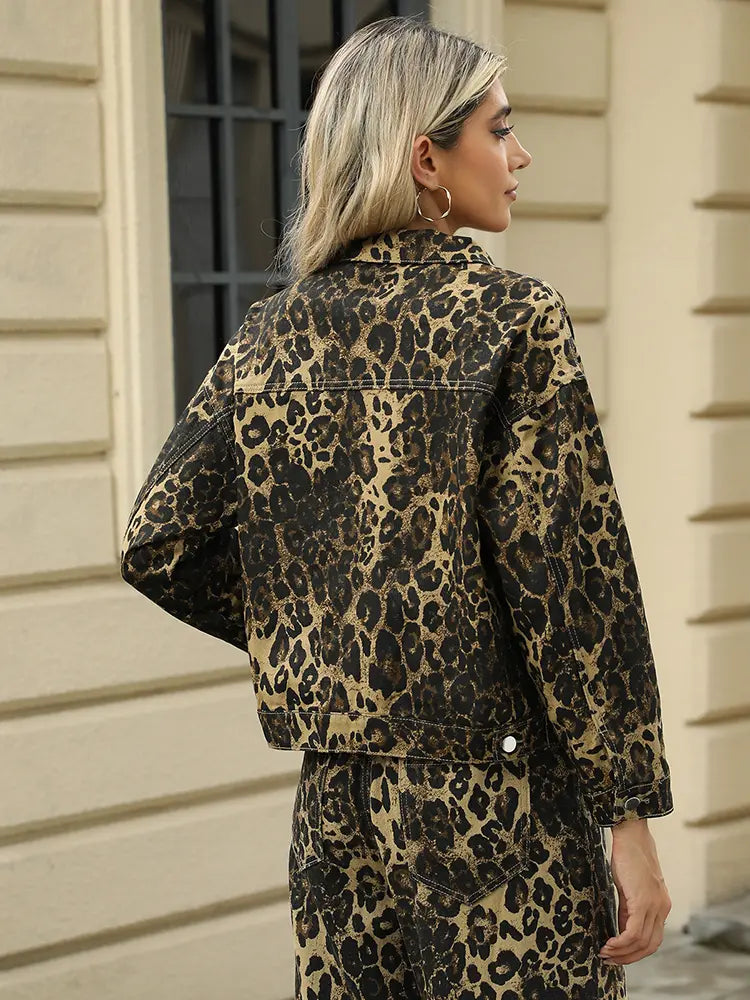Leopard Luxe Denim Jacket Set