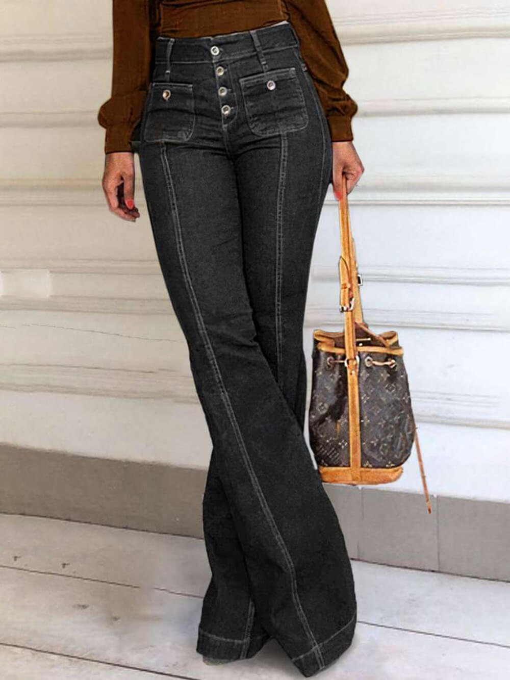 Sophia - High-Waisted Patchwork Flared Jeans