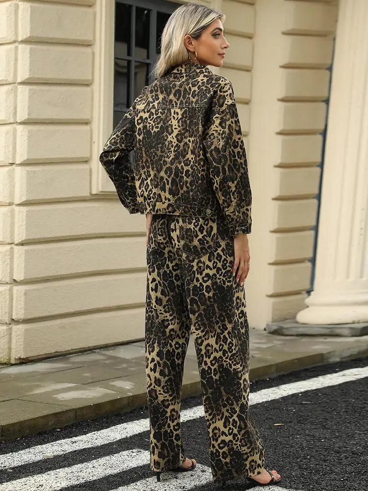 Leopard Luxe Denim Jacket Set