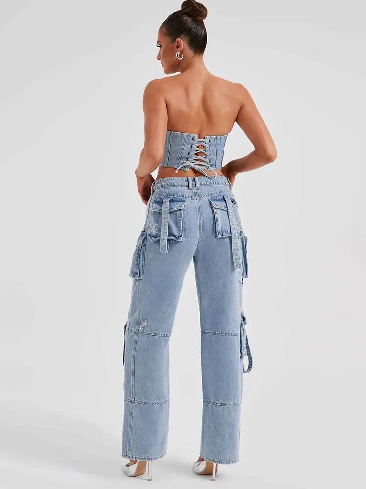 Trendy 3D Pocket Low-Rise Jeans