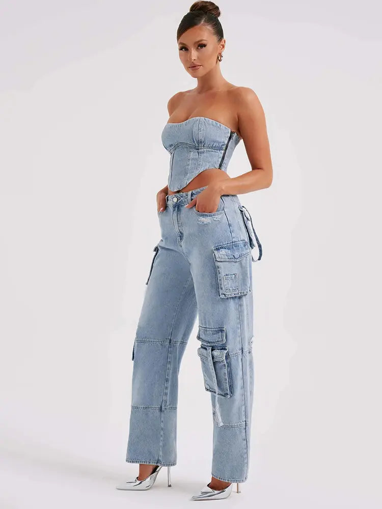 Trendy 3D Pocket Low-Rise Jeans