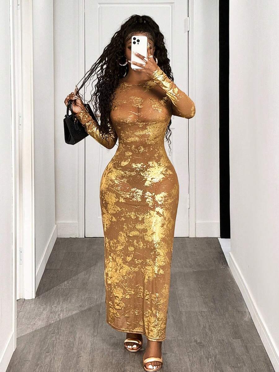 Golden Aura Glitter Maxi  Avantchic