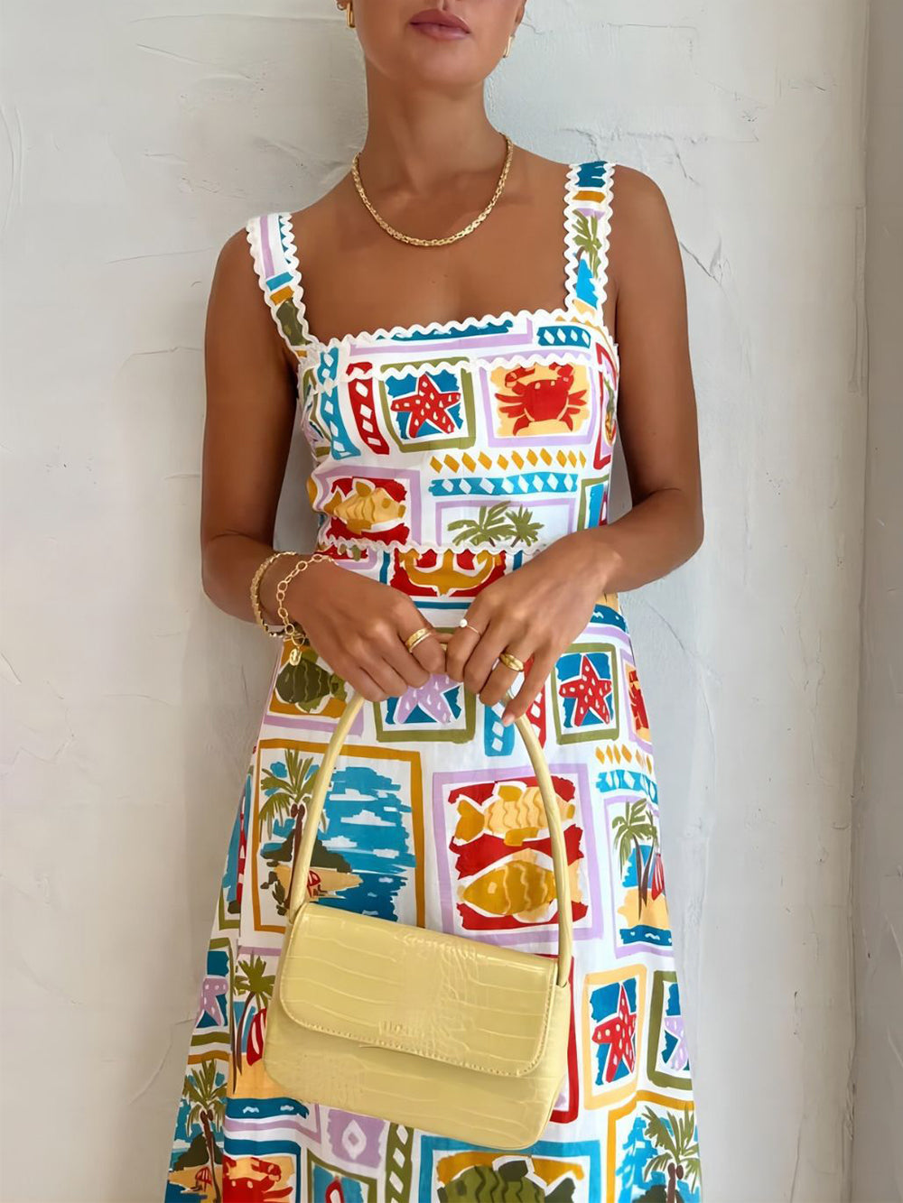 Viva - Graffiti Strap Tube Top Maxi Dress