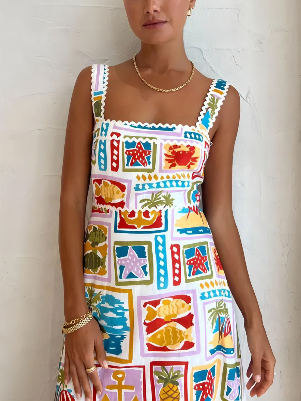 Viva - Graffiti Strap Tube Top Maxi Dress