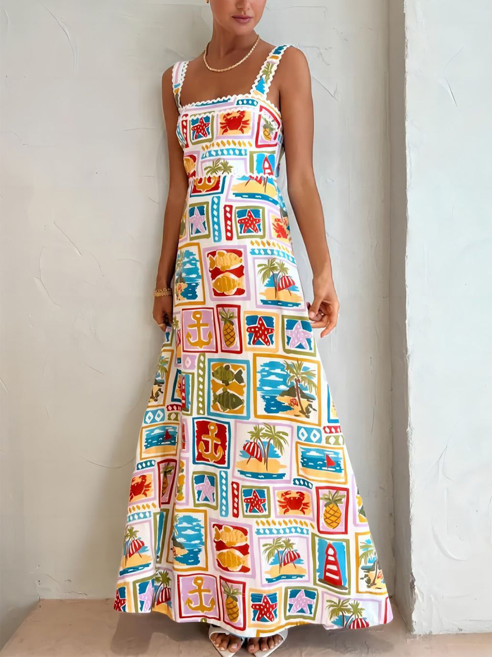 Viva - Graffiti Strap Tube Top Maxi Dress