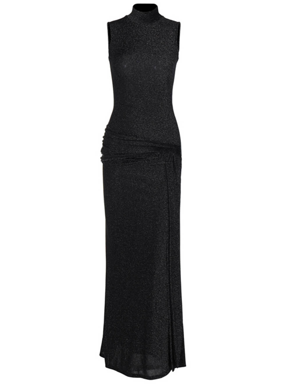 High-Necked Sleeveless Long Dress With Ribbons And Bright Silk - Airnori