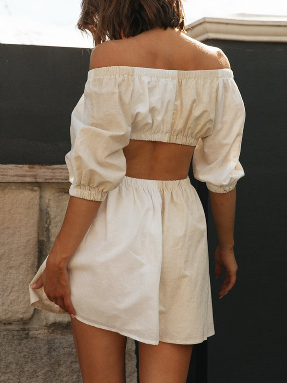 Bold One-Shoulder Balloon Sleeve Mini Dress