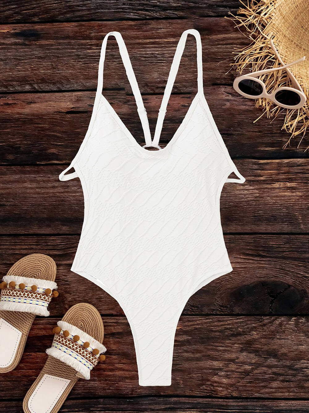Elegant Open-Back Crisscross One-Piece Swimsuit