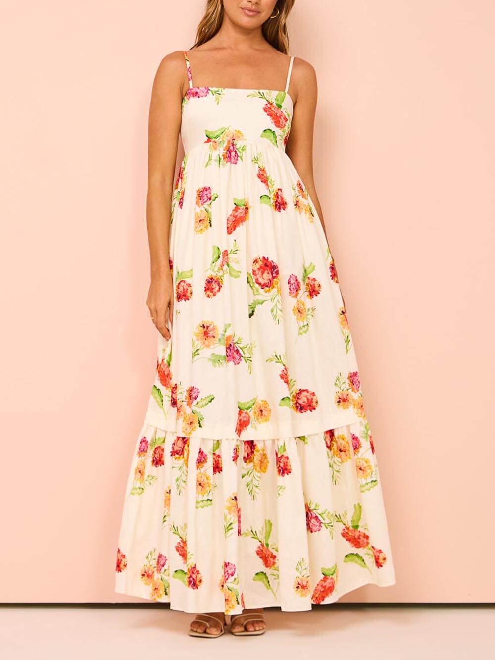 Aurora - Floral Halter Backless Maxi Dress
