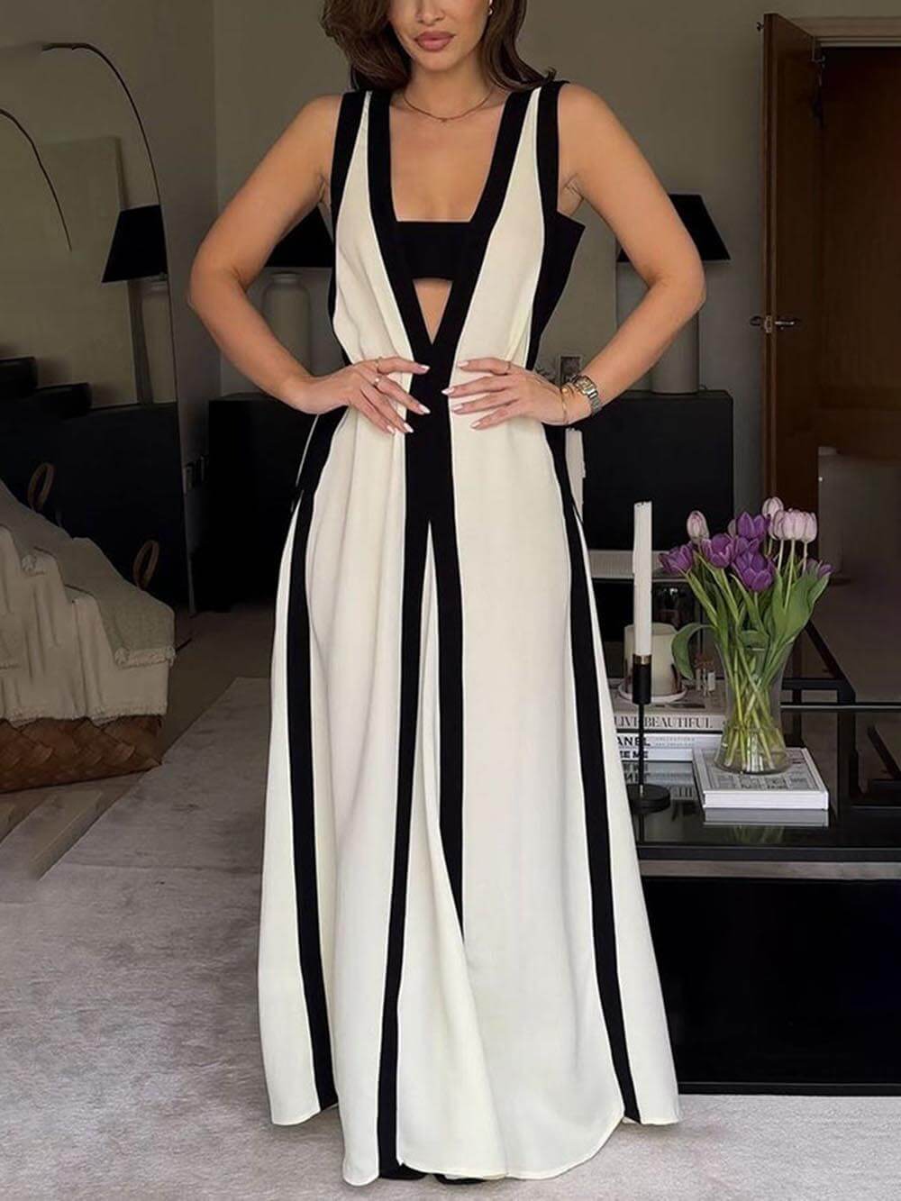 Alina - Reversible Colorblock Maxi Dress