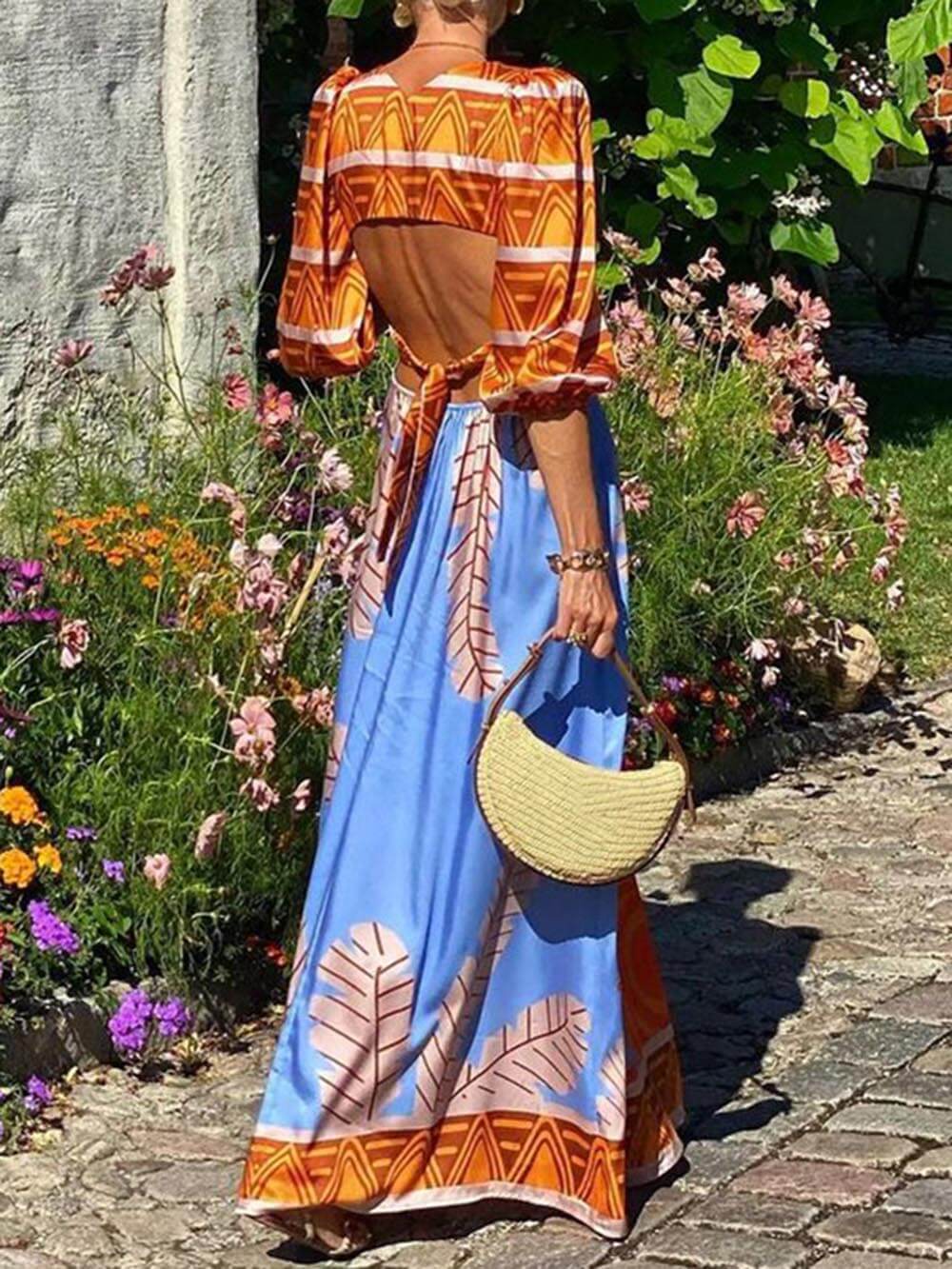 Boho Charm - Ethnic Print Maxi Dress - Airnori