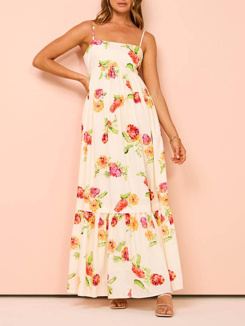 Aurora - Floral Halter Backless Maxi Dress