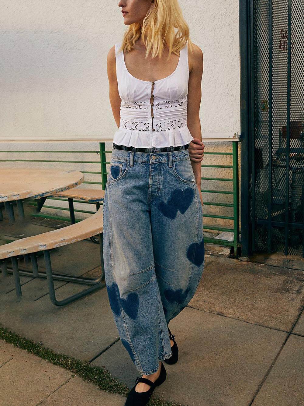 Heartful Days Relaxed Barrel-Leg Jeans