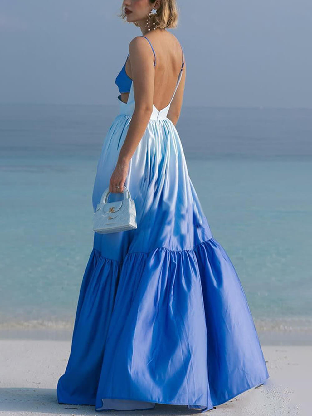 Amara - Gradient Tiered Cutout Waist Maxi Dress