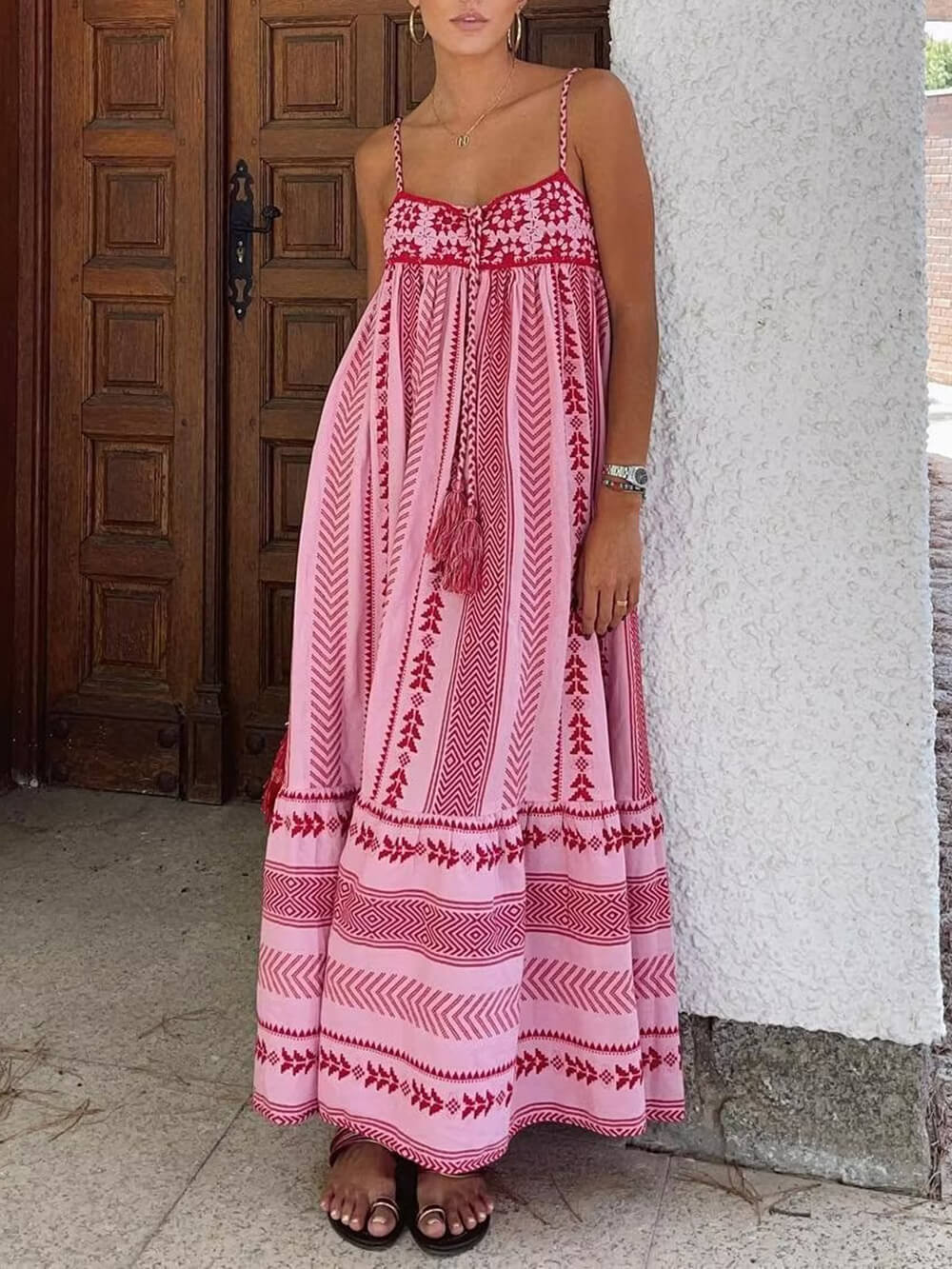 Ethnic Style Knitted Slip Maxi Dress