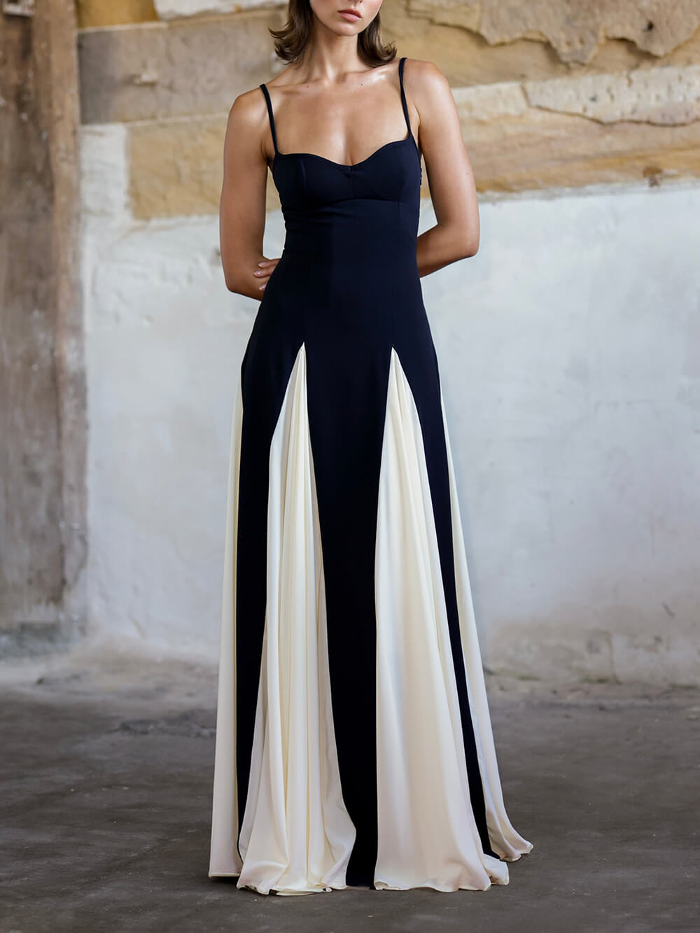 Sophia - Colorblocked Tulle A-Line Maxi Dress