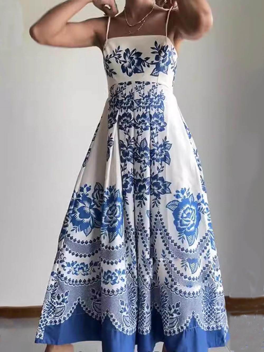 Boho Floral Smocked Back Midi Dress