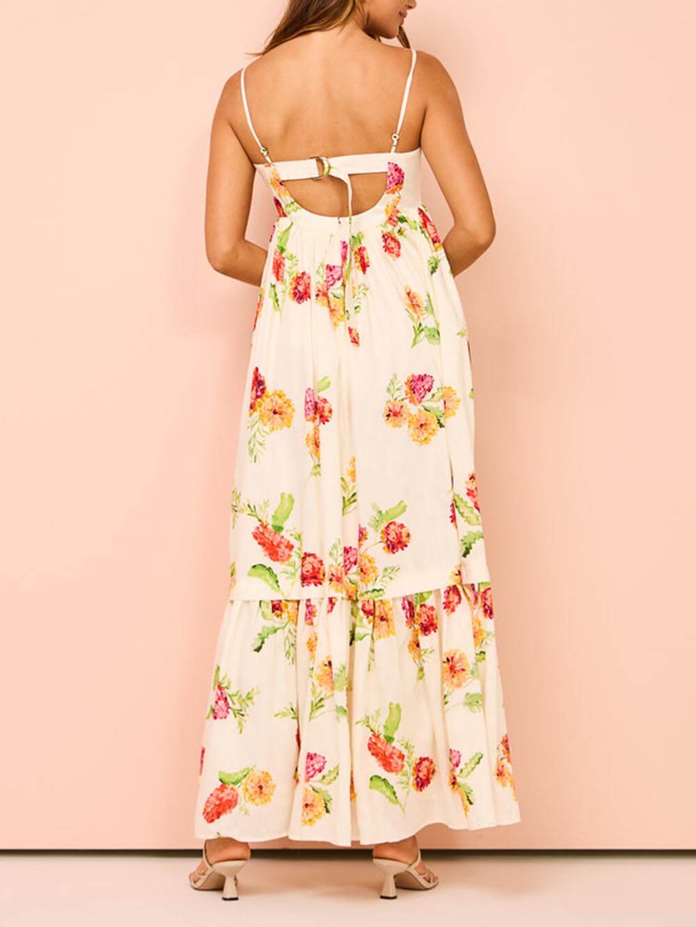 Aurora - Floral Halter Backless Maxi Dress
