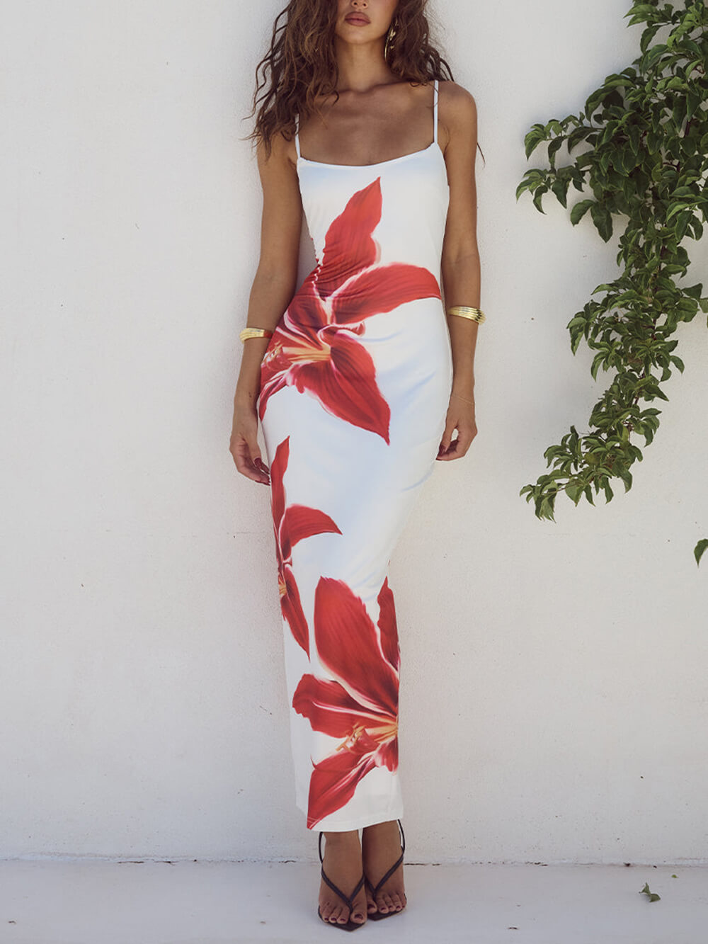 Elysia - Abstract Floral Print Maxi Dress