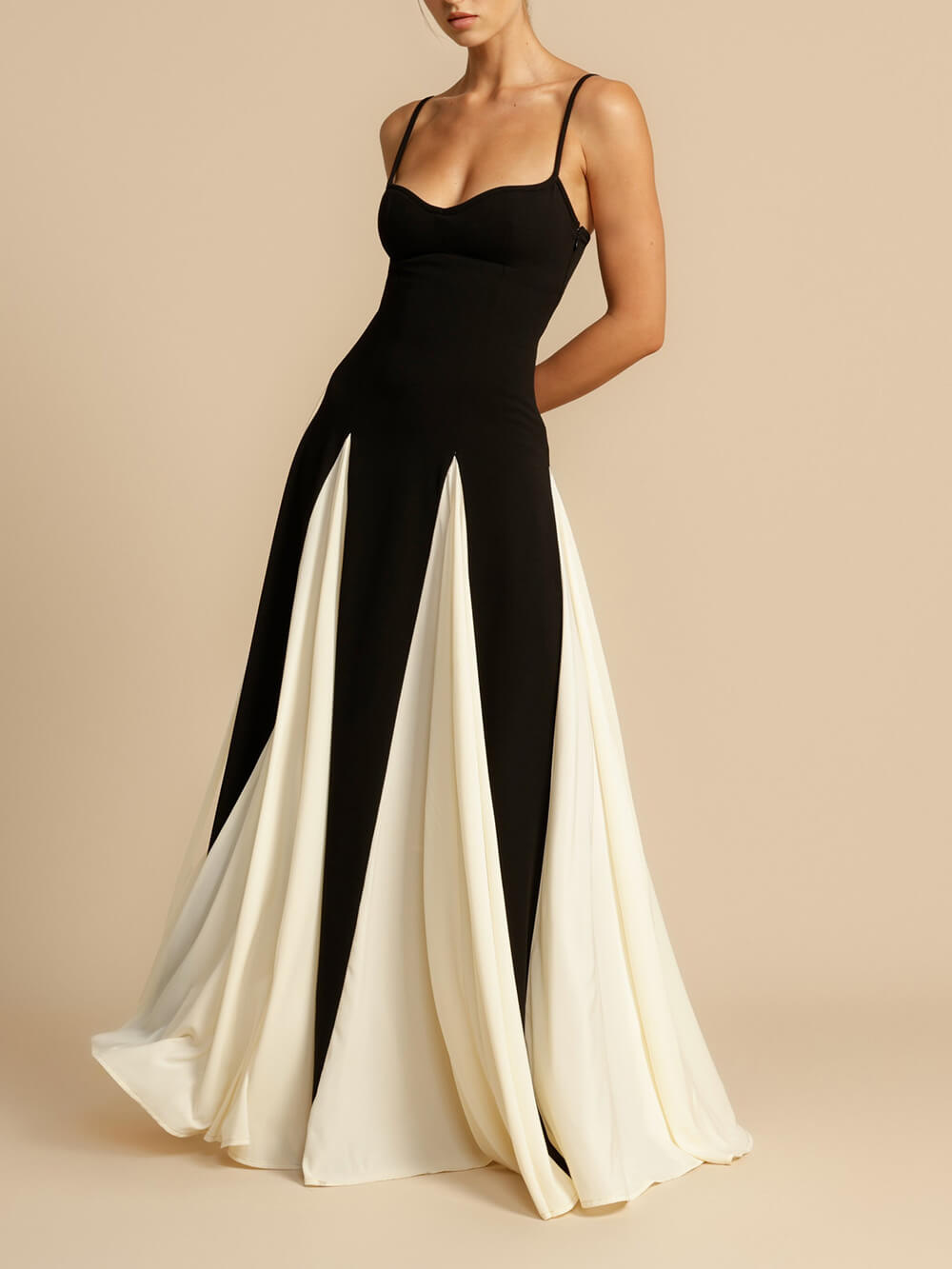 Sophia - Colorblocked Tulle A-Line Maxi Dress