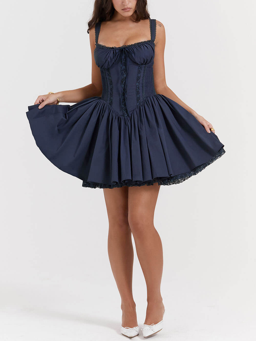 Chic French Navy Corset Mini Dress