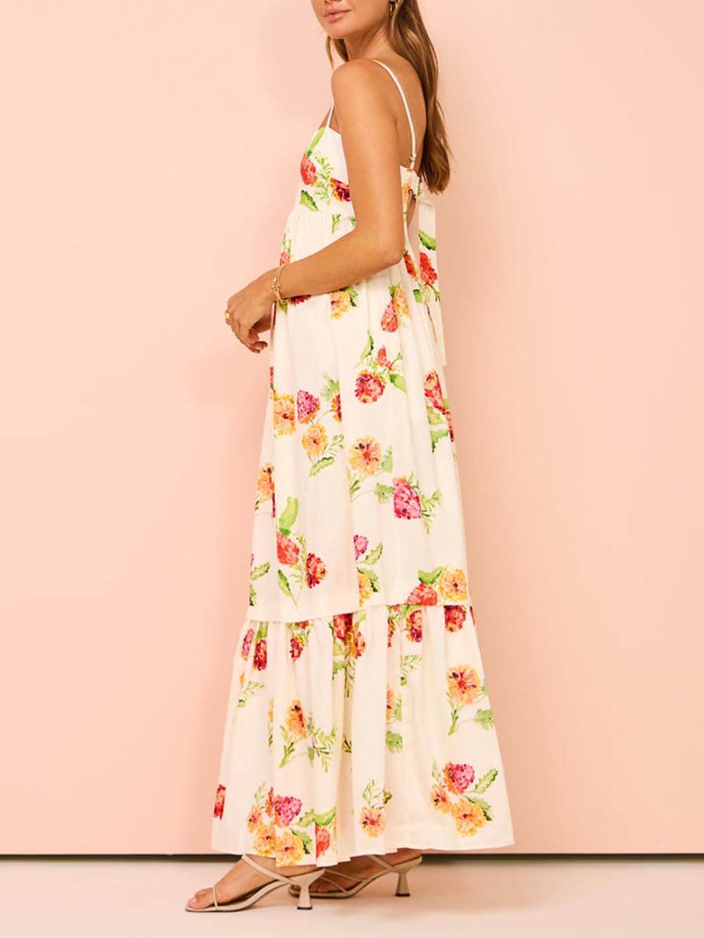 Aurora - Floral Halter Backless Maxi Dress