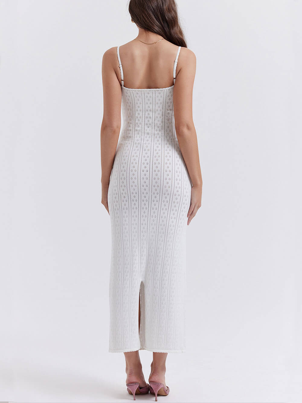White Knit Maxi Dress - Airnori