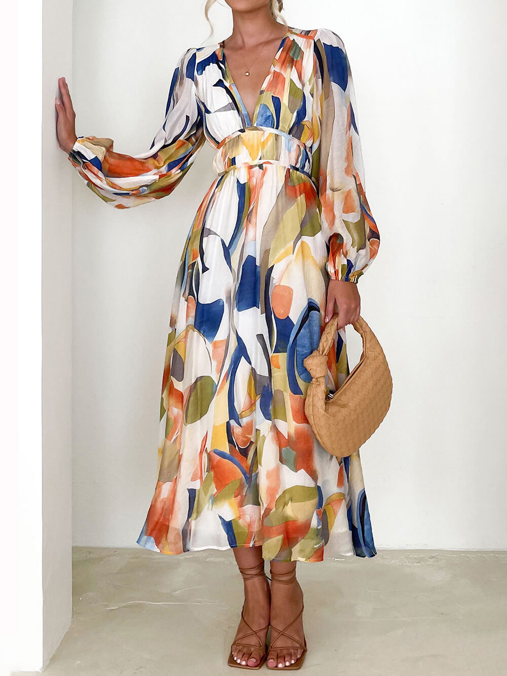 Geometric Pattern Maxi Dress