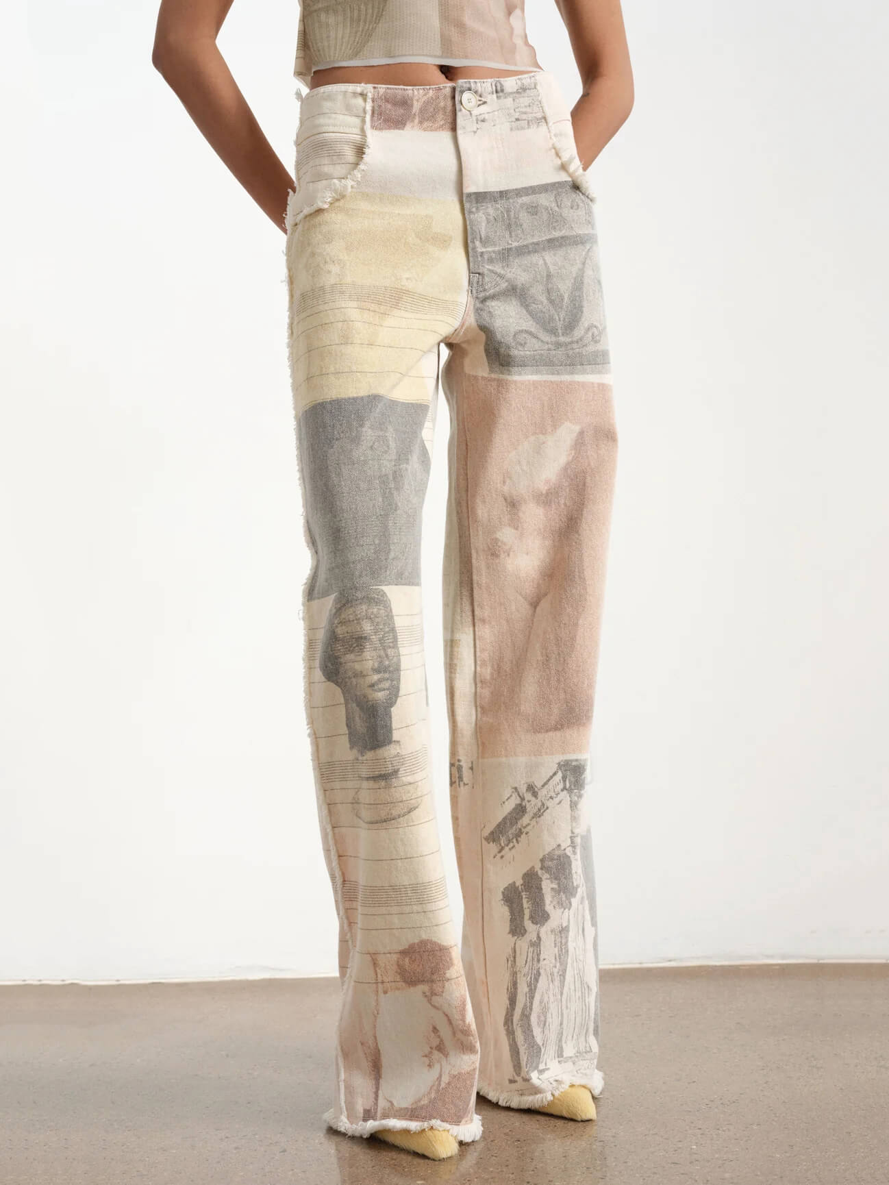 Alma – Artistic Patchwork Wide-Leg Cotton Jeans