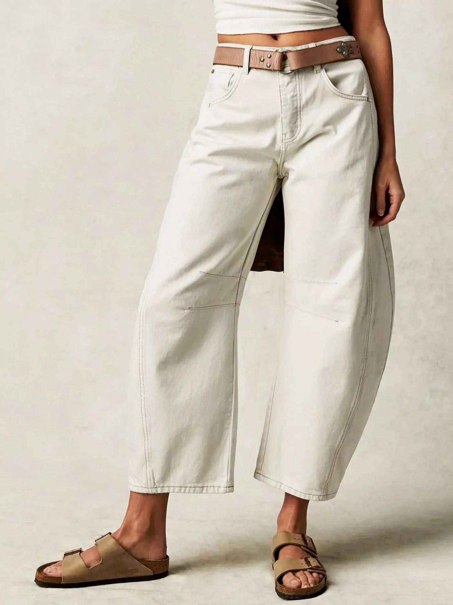 Wild Spirit Barrel-Leg Leopard Print Jeans