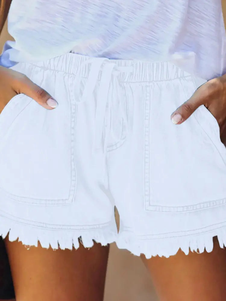 Sunny Days High-Waist Drawstring Denim Shorts