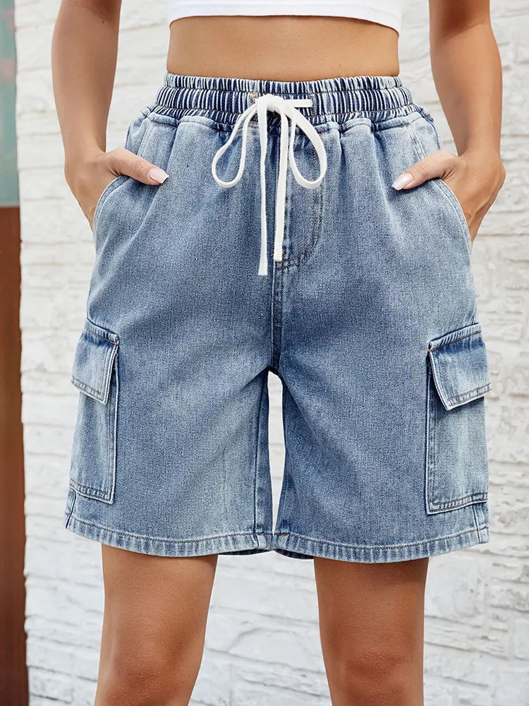 Vintage Tie-Waist Denim Shorts