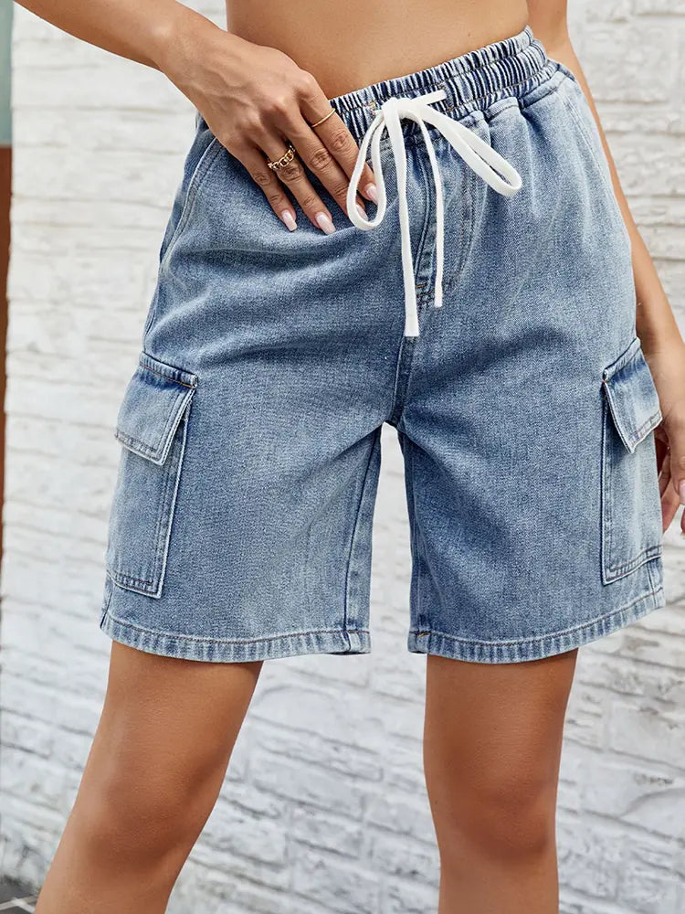 Vintage Tie-Waist Denim Shorts