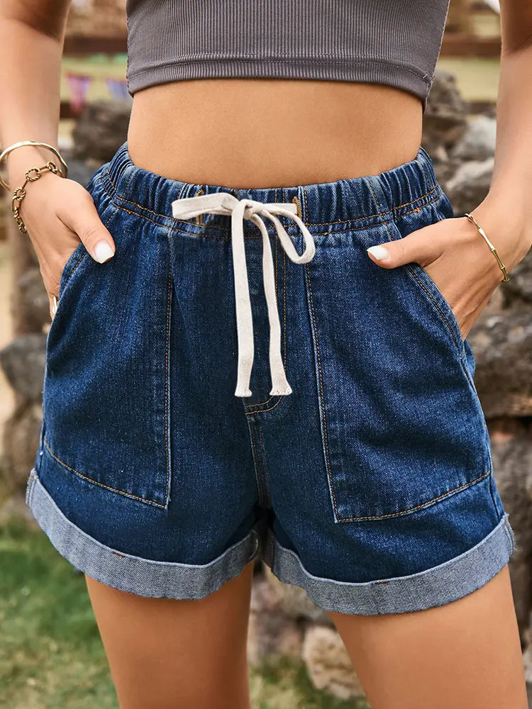 Everyday Tie-Waist Denim Shorts