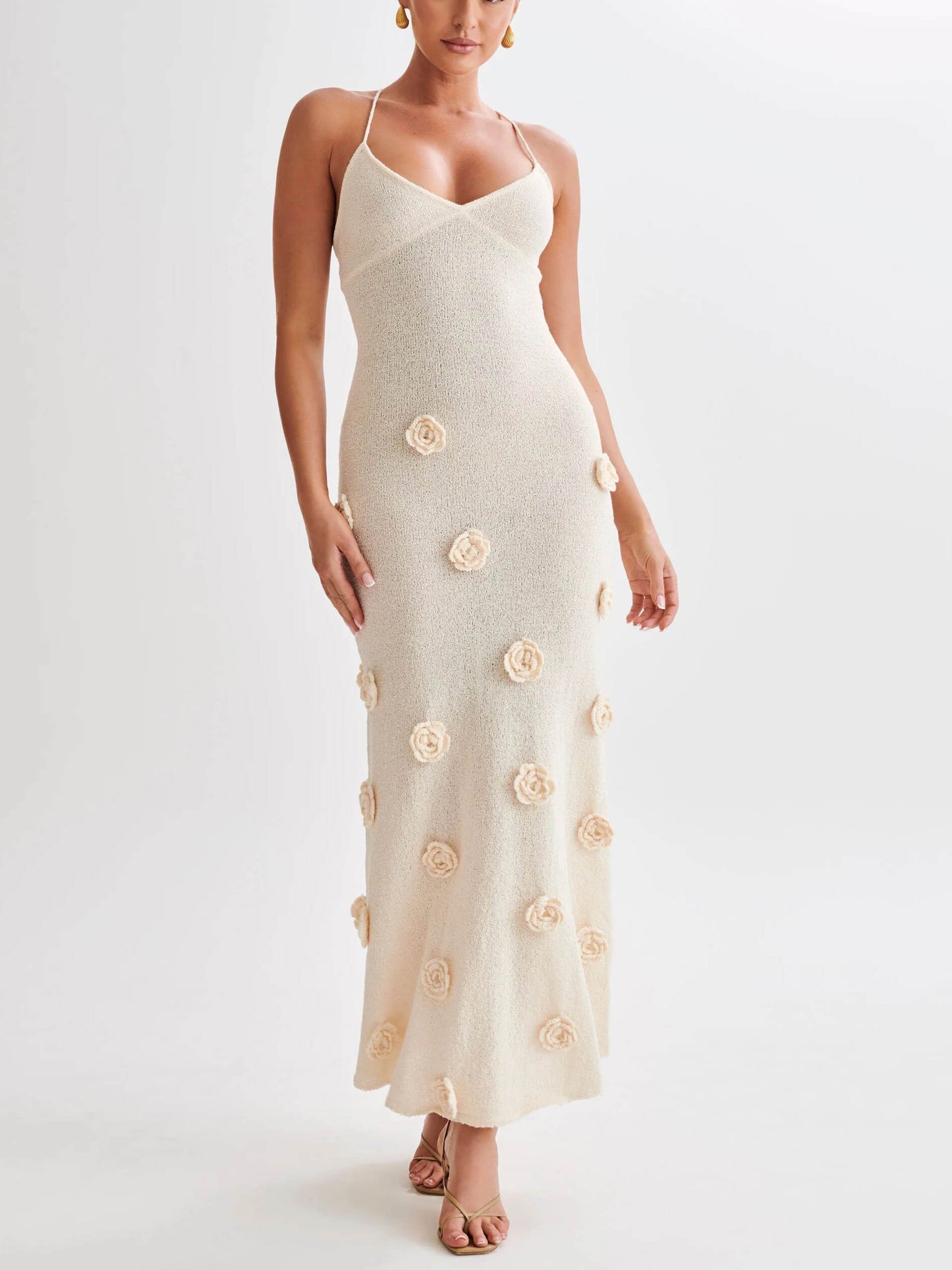Ariana - 3D Floral V-Neck Maxi Dress